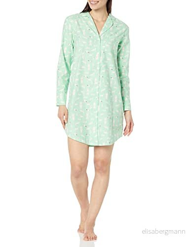 Amazon Essentials damvävd flanell hack krage nattlinne (finns i plusstorlek), mintgrön skog djur, X Small 196433802219