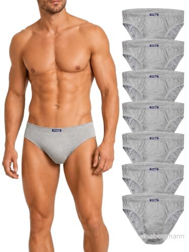 7 Pack BRUBAKER Mäns Slip Bomull/Syntetfiberblandning Kalsonger Grå Storlek M 4250651787577