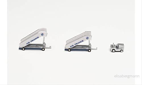 Herpa tillbehör Air France historiska passagerartrappor (2) med bogserfordon (1), skala 1:200, modell, i plast 4013150571876