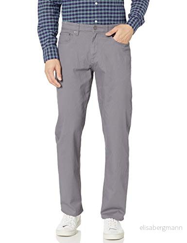 Amazon Essentials mäns avslappnad passform 5 ficka stretch twillbyxor, mörkgrå, 40 B x 32 L 193548633745