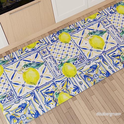 PETTI Artigiani Italiani Köksmatta löpare kök halkfri och tvättbar 52 x 480 cm Vietri design 01 100% tillverkad i Italien 8056992312555