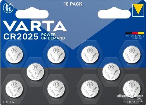VARTA Knappbatterier CR2025, paket med 10, Power on Demand, Lithium, 3V, barnsäker förpackning, för Smart Home enheter, bilnycklar 4008496026388