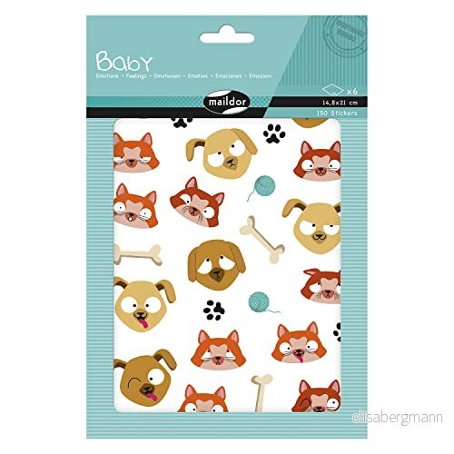 MAILDOR AE220C Sachet de 6 planches Gommettes Baby Emotions décoratives Dès 2ans grande taille Loisir Créatif enfant Planche 14,8x21 cm 150 3609510912208