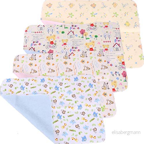 4 st pack monvecle baby spädbarn bomull vattentäta skötdynor tvättbara återanvändbara blöjor foder mattor små 45 x 30 cm 6905208072320