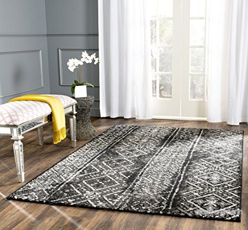 Safavieh Modern bohemisk inomhus vävd rektangel matta, Adirondack kollektion, ADR111, i svart/silver, 122 x 183 cm för vardagsrum, sovrum eller alla inomhusutrymmen 889048045521
