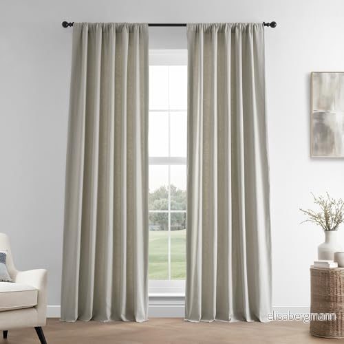 HPD Half Price Drapes, franska linnegardiner 305 cm långa mörkläggningsgardiner för sovrum och vardagsrum 127 x (1 panel), fresh kaki 711081314824