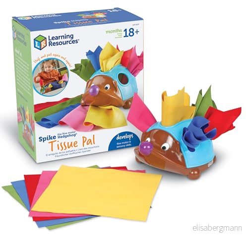 Learning Resources Spike the Fine Motor Hedgehog® Tissue Pal, Tygboxleksak, 11 delar, 18 månader+, inlärningsleksaker, babyleksaker, pedagogiska leksaker, finmotorik, Montessorileksaker 765023091373