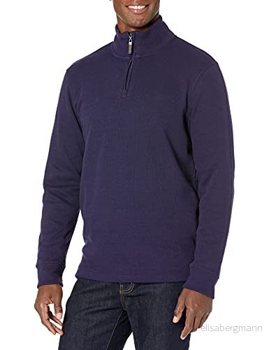 Amazon Essentials Herr kvarts dragkedja fransk ribbtröja, marinblå, Small 193548625368