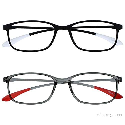 Opulize Is 2 pack superlätta läsglasögon svart grå dam herr RR61 17 +1,00 5055955372677