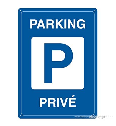 AUA SIGNALETIQUE förborrade panel med rundade vinklar privat parkering 210 x 300 mm, aluminium dibond 3 mm 3666180392679