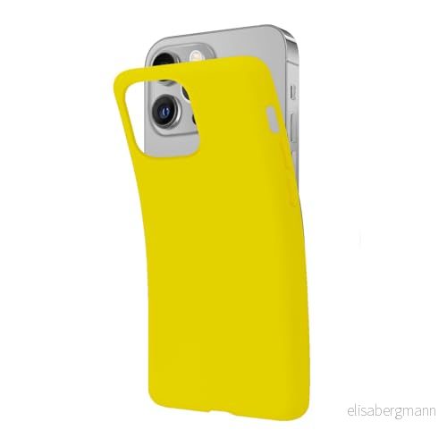 SBS Skal till iPhone 14 Pro gul Pantone 395 C, mjukt och flexibelt reptåligt fodral, tunt bekvämt att hålla i fickan, kompatibelt fodral med trådlös laddning 8018417421358