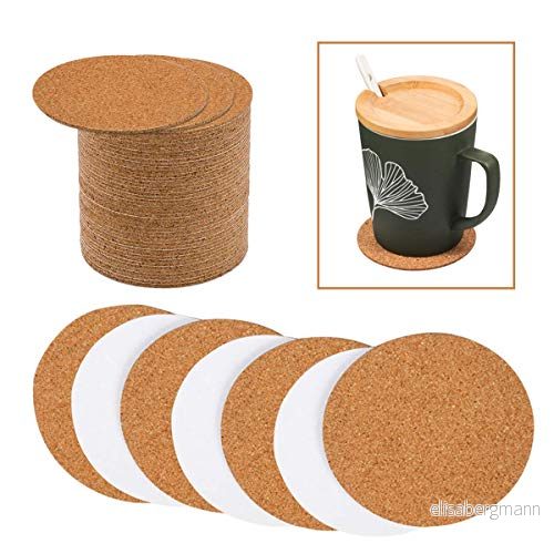 Allazone självhäftande kork, runda, 70 pack 9 x cm korkbakplåtspapper för väggdekoration, festtillbehör underlägg och gör det själv hantverk 682141175634
