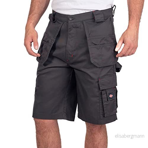 Lee Cooper Enkel skötsel flexibel bekväm arbetssäkerhet multi hölster ficka lastshorts, Grå, 40 W, 40W 5050217351049