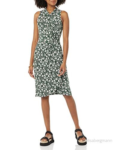 Amazon Essentials ärmlös crossover tvinnad hals falsk omlottklänning, mörkgrön blommig, X Large 196433526696