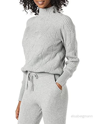 Amazon Essentials damtröja mjuk beröring tratt hals kabeltröja, grå ljung, medium 195111566160