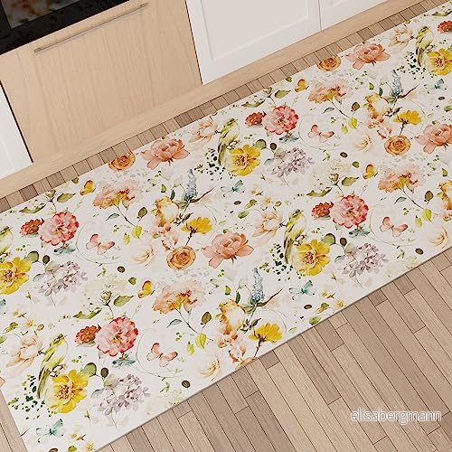 PETTI Artigiani Italiani Köksmatta löpare kök halkfri och tvättbar 52 x 480 cm blomdesign 06 100% tillverkad i Italien 8056992312159