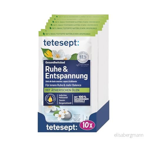 tetesept havssalt lugn och avkoppling hälsobad för en känsla av inre med eteriska oljor lugnande badtillsats naturligt 10 x 80 g 4008491107006