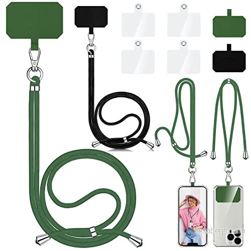 Aulese 2 stycken mobiltelefonband, universell, unisex, justerbart mobiltelefonband för upphängning, mobiltelefonsnöre, nyckelband med 6 kuddar, kompatibel alla smartphone, mobiltelefonkedja, lina 763467182992