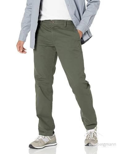 Amazon Essentials Herr Slim Fit Skrynkelbeständig platt framsida Chino byxa, oliv, 35 B x 30 L 191770239919