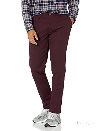 Amazon Essentials herr Skinny Fit Casual Stretch Chino byxa, vinröd, 35 B x 34 L 193548339913