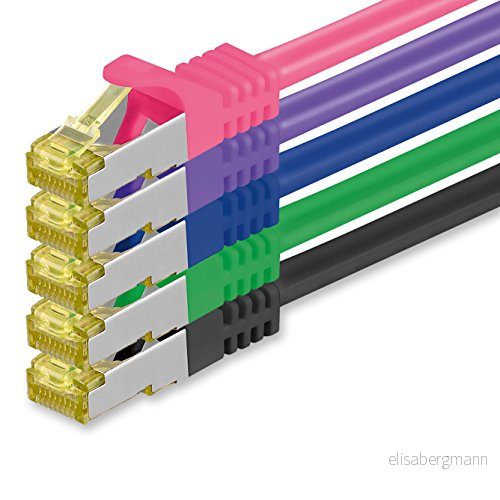 1CONN 5 x 0,25 M CAT 7 Cat.7 nätverkskabel, Ethernet, LAN och patchkabel RJ 45 SFTP 10 GB/s färger 02 4255733201644