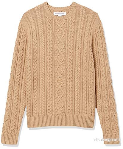 Amazon Essentials Herr långärmad 100% bomull fiskare kabel rund hals tröja, kamel, X Small 195111093963