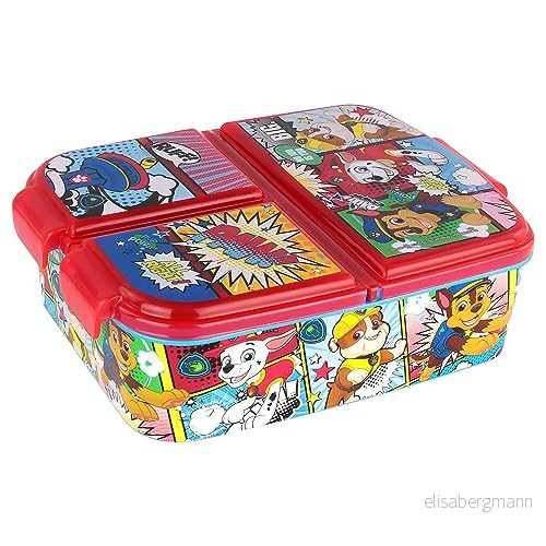 p:os POS 35145099 Paw Patrol bröd 3 fack, plastlunch med klämförslutningar, snackslåda för dagis, skola och fritid, 35145099, flerfärgad 4043891351451