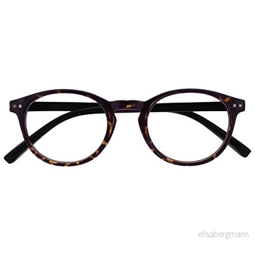 OPULIZE Zen läsglasögon coola runda ramar fjädergångjärn repbeständiga glänsande mörkbrun sköldpaddsskal män kvinnor R24 2 +3,00 5055955366546