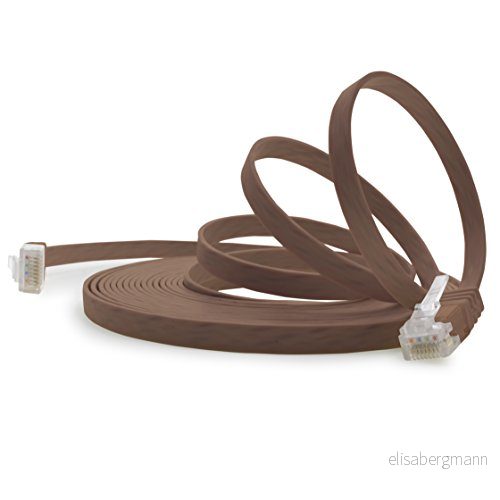 1aTTack.de 15m brun 1 bit Cat.6 platt nätverkskabel Cat6 kabel ultra patchkabel 1000 Mbit/s Gigabit LAN (RJ45) tunn mikro 4251073631080