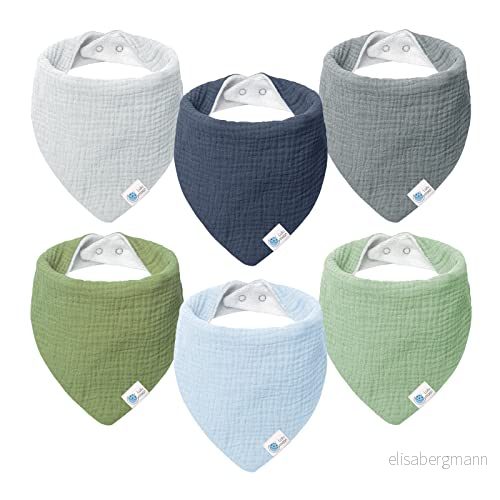 Lulu moon baby haklapp trekantig halsduk muslin för pojkar och flickor (6 stycken, flod) 6974392960508