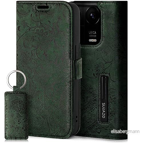 Surazo Plånboksfodral i läder Kompatibelt med Xiaomi 14 Pro 5G Smartphonefodral Stativ, RFID blockering, magnetstängning, 3 Fack för Bankkort Handgjort europeiskt 5904223612413