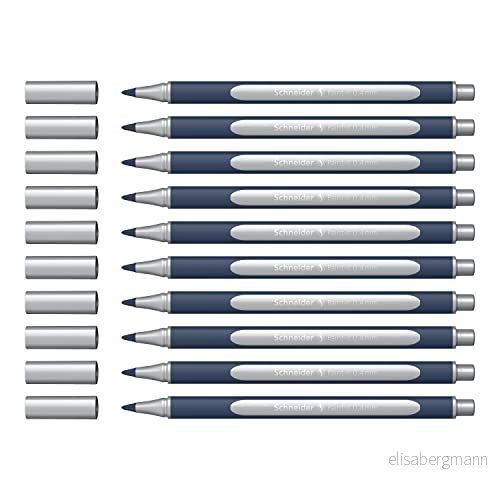 Schneider ML05001007 metalliska rollerballpennor (linjetjocklek 0,4 mm, högmetalliskt bläck, snabbtorkande, hus av 88% biobaserad plast) 10 stycken i färgen silver metallic 4004675162373