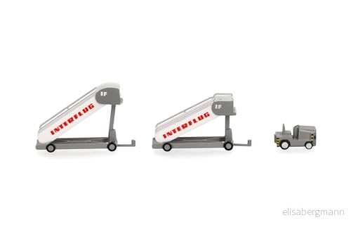 Herpa tillbehör Interflug historiska passagerartrappor (2) med dragfordon (1), skala 1:200, modell, plasttillbehör 4013150573153