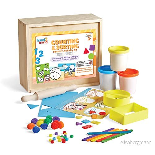 Learning Resources Aktivitetsset för att räkna och sortera, sensoriska leksaker sensorisk lek, motorisk förmåga, Montessori leksaker, trälåda förvaring, 3+ 848850117611