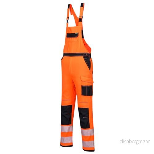 Portwest PW344 PW3 Hi-Vis Bib & Brace - Orange/Black 5036108315154