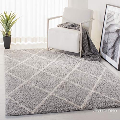Safavieh Shaggy Rektangulär inomhatta, vävd, Shag Parma Collection, PMA515, grå/kräm, 122 x 183 cm 889048694392