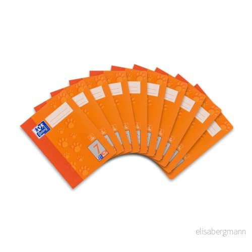 Oxford Skolbok A5, linjerat 7, 32 ark, orange med tassar, 10 stycken 4006144941960