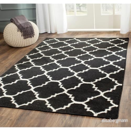 Safavieh Darien platt väv Dhurrie 121 X 182 cm Black/Ivory 683726537304