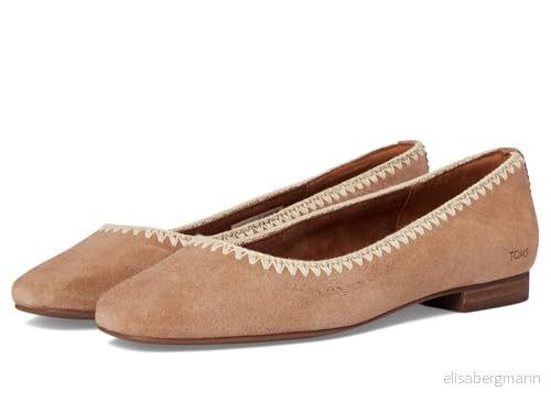 TOMS kvinnors Briella balett platt, brun socker mocka/deco stygn, 3,5 UK, Brunt mocka deco söm, 36 EU 195703552663