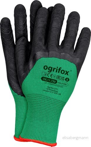 Ogrifox OX HALFOM latexhandskar, skyddshandskar, arbetshandskar Ox.11.739 Halfom, grön svart, storlek 9, 240 par 5902973677140