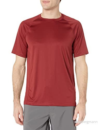 Amazon Essentials Men's Kortärmad badtröja snabbtorkande SPF 50, Tegelröd, L 192912485775
