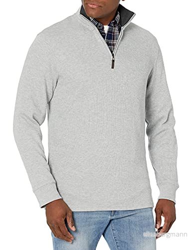 Amazon Essentials Herr kvarts dragkedja fransk ribbtröja, ljusgrå ljung, X Large 193548625511