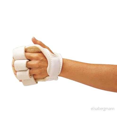 Rolyan Palmskydd med fingeravskiljare, vänsterhänt handske för fingerkontrakturförebyggande, bekväm handkudde sherpa foder på handflata och fingerseparationer maximalt skydd 885914037195