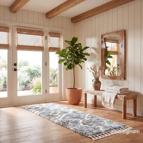 Safavieh Amira Fransad Shagmatta, vävd polypropylenlöpare matta i grädd/grå, 62 x 240 cm Grå/Grädd 889048695764