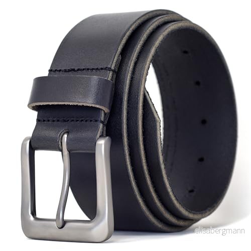 Ashford Ridge äkta läderbälte för män, 38 mm, bälte jeans, fullnarvsläder, Svart, 4XL (132/142 cm Midja) 5055158534209