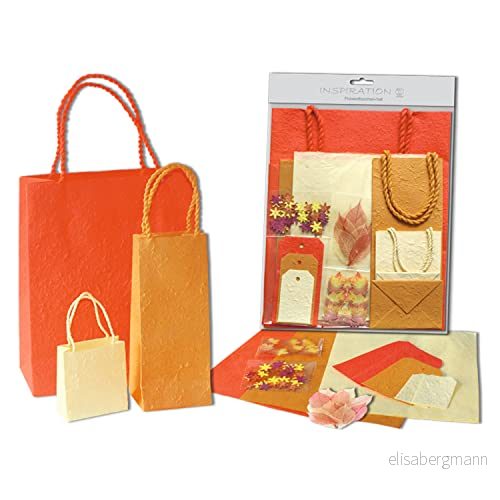 Ursus 51280001 orange presentset, 3 fickor med pappersark, etiketter, kuvert och dekorationstillbehör, för att skapa, 4008525008897