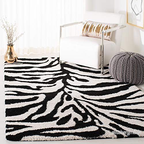 Safavieh "Nottington" Shag matta, elfenben/svart, 68 x 121 5,0 cm P Modern 4' Square Ivory/Black 889048172364