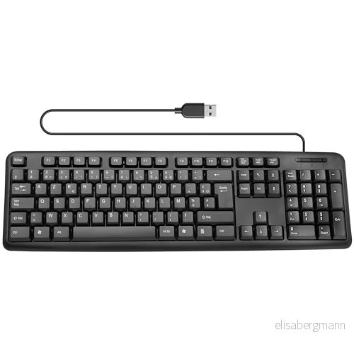 APM 1 00020 USB trådbundet tangentbord ergonomiskt dator med 105 tangenter numerisk platta Azerty PC svart 3552721000205