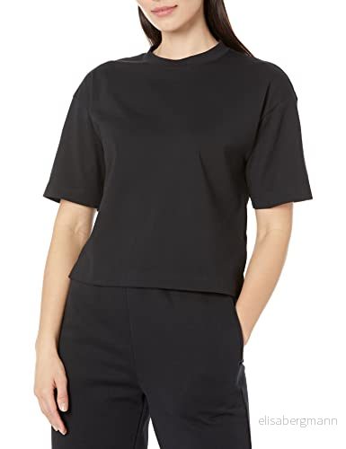 Amazon Essentials dam ekologisk bomull droppe axel avslappnad boxy kortärmad t shirt (finns i plusstorlek), svart, liten 196433859893