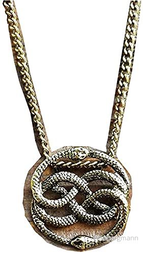 Auryn Neverending Story Antik Brons Halsband Lång Choker Slutar Aldrig Berättelse Orm Hänga Cirkel 635443311446